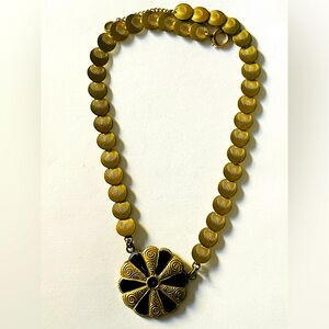 Vintage art deco Damascene pendant necklace choker bohemian goth